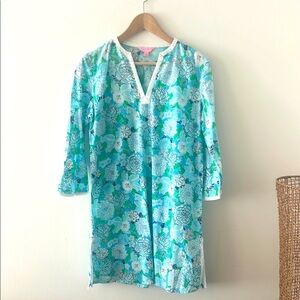 Lilly Pulitzer Floral Blue and Green Tunic Dress
